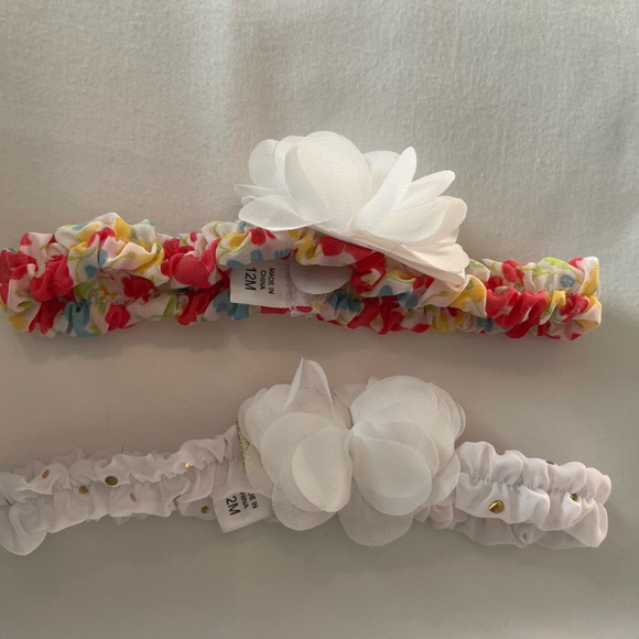 Other - 12 months Floral and White Kids Headband Set